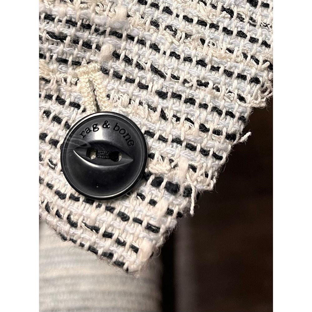 Rag & Bone Tweed Deconstructed Textured Blazer Jacket Black & White Wool Sz 0 - Picture 14 of 16